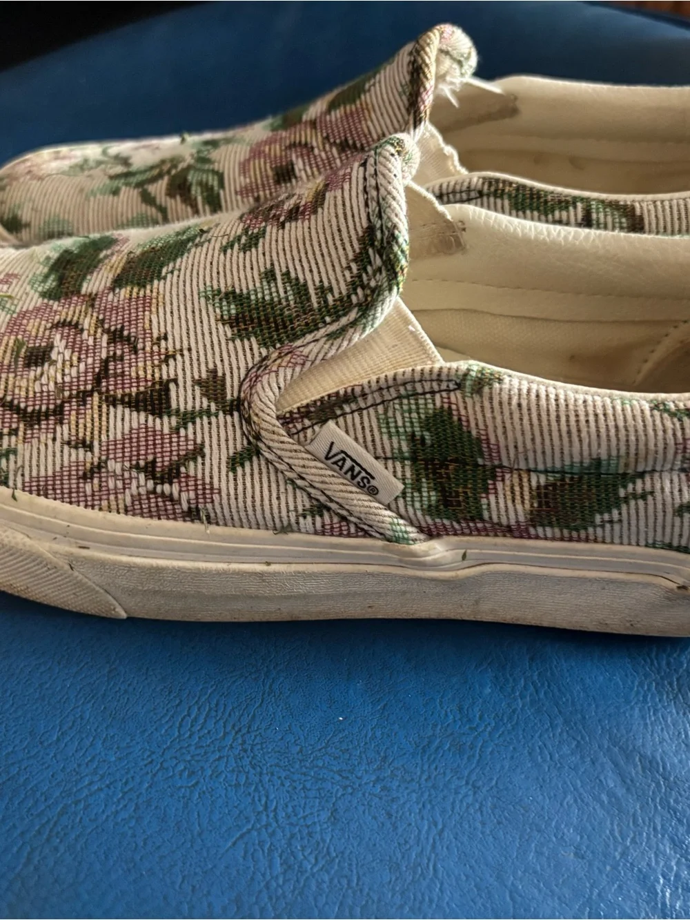 Vans Floral Slip-On Sneakers in Cream, Pink and Green - Picture 7 of 8